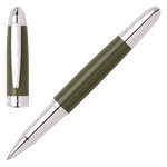 This Hugo Boss Icon Rollerball Pen Khaki & Chrome has been made with brass and a shiny lacquered coating.