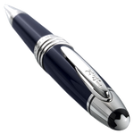 Montblanc's Great Characters John F. Kennedy Special Edition Ballpoint Pen, Blue has a snowcap dome emblem with platinum plating.