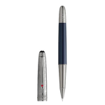 Montblanc's Doué Classique Around the World in 80 Days Blue Rollerball Pen is made with precious lacquer and platinum trims.