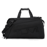TUMI's Alpha 3 Golf Duffel Bag in Black has the logo on the front.