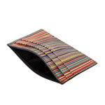 The Signature Stripe Leather 3CC Card Holder includes a top slip pocket.