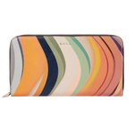 Paul Smith 'Dusky Swirl' Leather Large Zip-Around Purse has the brand signature on the front in gold foiling.