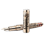 Montblanc's Patron of Art Peggy Guggenheim Limited Edition 81 Fountain Pen has an intricate design on the cap and barrel inspired by the art collector.