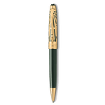 Montblanc's Meisterstück The Origin Collection Green Doué Classique Ballpoint Pen with gold plating and a resin barrel.