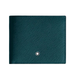 This Montblanc Sartorial Cyprus Blue Leather 8CC Wallet is made out of Saffiano leather with the snowcap emblem embellished on the front.
