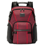TUMI's Alpha Bravo Desert Red Navigation Backpack features adjustable shoulder straps.