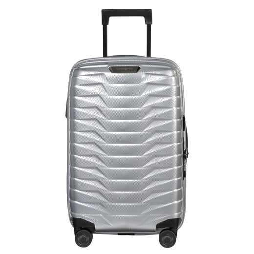 Samsonite's Proxis Spinner Expandable Carry On, Silver 55 cm is great for short getaways or a weekend trip.