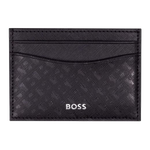 This BOSS Zair Faux Leather 4CC Monogram Card Holder has the monogram print on the top panels with saffiano textured bonded leather.