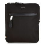 This Highway Black Nylon Envelope Bag by BOSS has cow leather trims in matching black that give the bag a sleek finish.