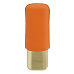 This Orange Leather Double Cigar Case Gold is by S.T. Dupont is made out of metal and leather.