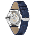 montblanc tradition blue calf leather automatic date watch back