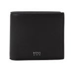 This BOSS Jareth Grained Black PU Leather 8CC Wallet has a bifold interior with 8 card slots and extra pockets.