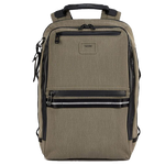 TUMI's Alpha Bravo Brown Dynamic Backpack features padded shoulder straps.
