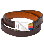 This Dark Brown Leather Hook Bracelet was designed by Paul Smith.