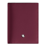Montblanc's Meisterstück 4CC Cassis Leather Card Holder has a smooth finish and is made out of cowhide leather with a burgundy tanned colour.