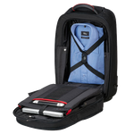 This Pro-DLX 6 Laptop Backpack with Wheels, 17.3" by Samsonite has a compartment for clothing with compression straps.