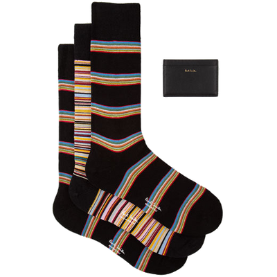 paul smith signature stripe card holder socks gift set