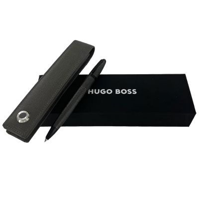 hugo boss grey tradition pen pouch oval ballpoint pen set