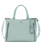 TUMI's Voyageur Mist Green Valetta Medium Tote Bag is made from nylon.