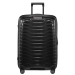 This Samsonite Proxis Black Spinner Suitcase, 69 cm has a hard shell exterior that is durable.
