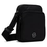 This BOSS 'B' Icon Black Reporter Bag has a polished gunmetal plaque on the front with the 'B' logo for subtle branding.