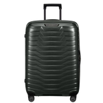 Samsonite's Proxis Matt Climbing Ivy Spinner Suitcase, 75 cm comes in a dark green exterior with a durable hard shell case.