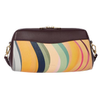 Paul Smith's Women's 'Dusky Swirl' Print Leather Shoulder Bag has a two-way zip with matte gold hardware and the Paul Smith signature on the zip pulls.