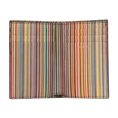 1 paul smith black leather signature stripe print card wallet m1a 4774 cmulti 79