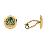 Montblanc's Meisterstück The Origin Collection Green Cufflinks have a green and gold face with an intricate pattern inspired by the original pens.
