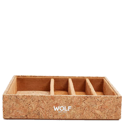 wolf 1834 x analog shift 1976 natural cork watch strap tray embossing