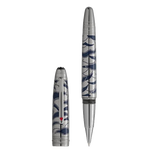 Montblanc's Meisterstück Solitaire LeGrand Around the World in 80 Days Rollerball Pen is made with platinum coating and dark blue resin.