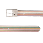 Paul Smith's 'Signature Stripe' Reversible Leather Belt has a shiny buckle that is made from zinc alloy and has the signature engraved onto the back.
