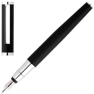 hugo boss chrome formation herringbone fountain pen