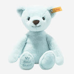 This Steiff My First Steiff Teddy Bear in Light Blue is great for newborns and young ones and is made with polyester.