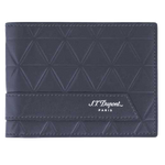 This Dupont wallet is made from a blue leather material.