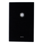 The small Montblanc notebook has lined pages, each featuring the Montblanc logo.