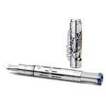 Montblanc's Great Characters Miles Davis Limited Edition 90 Fountain Pen has been made with white gold and Mother of Pearl featuring on the clip.