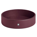 The Montblanc desk tray is made from a textured leather and features the brand logo on the front.