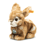 Steiff's Melly the Rabbit, 20 cm, Teddies for Tomorrow is made with polyester and a synthetic filling that was made using recycled bottles.