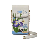 Montblanc's RHS25 Chalk Leather Floral Phone Cross Body has a matching leather cross body strap with gold chain detailing.