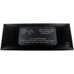 Wheelers Luxury Gifts specialise in engraving onto plaques, this is shown on a bespoke Montblanc presentation box.