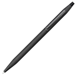 This Cross Classic Century Brushed Black PVD Ballpoint Pen has a textured barrel and cap with polished trims on the clip that also has the Cross name engraved.