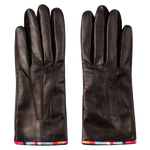 paul smith black leather gloves with swirl stripe edge