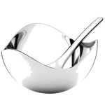 The Georg Jensen Bloom stainless steel salt cellar with spoon.