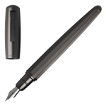 Full view of the Hugo Boss dark grey metal Pure Fountain pen with cap off.