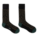 This Men's 3 Pack Novelty Mixed Stripe & Polka Dot Socks by Paul Smith has a brown polka dot design with a black background.