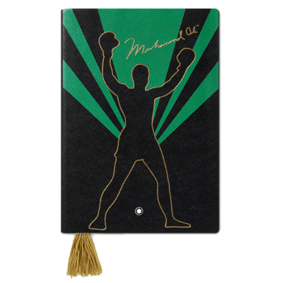 This Muhammad Ali Great Characters #146 Fine Stationery Notebook by Montblanc celebrates the champion and features a green and black design.