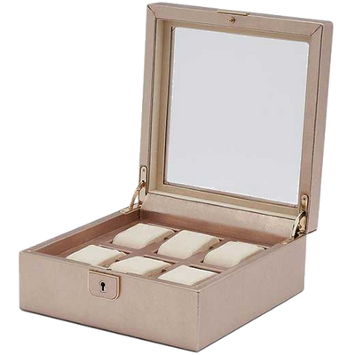 wolf rose gold palermo 6 piece watch box inside