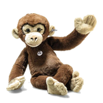 This Jocko the Soft Plush Chimpanzee, 70 cm by Steiff ia a large cuddly toy with a soft plush coating in brown and a beige face and paws.