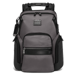 TUMI's Alpha Bravo Charcoal Navigation Backpack has front zip pockets for easy organisation.